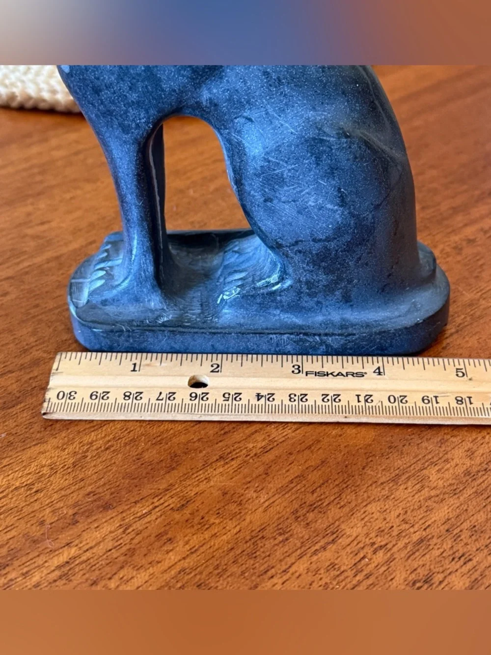 Vintage Carved Bonded Stone Egyptian Goddess Seated Bastet Cat Gray